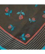 KENZO vintage women&#39;s scarf - 100% silk black blue red rose square flora... - $35.00