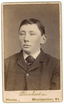 CIRCA 1870&#39;S CDV Handsome Odd Young Man in Suit &amp; Tie Blanchard Montpelier, VT - £7.45 GBP
