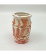 Handmade Vintage Vase Cream Orange Tan Flowing Colors 6-1/8x4 inches - $426.68 MXN
