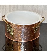 Ceramic Casserole Dish Solid Copper Holder &amp; Brass Handles Small Dip Cha... - €16,89 EUR