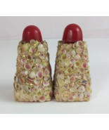 1960s Anchor Hocking Glitter Pink Seashell Encrusted 3.25&quot; Salt &amp; Pepper... - $13.64 CAD