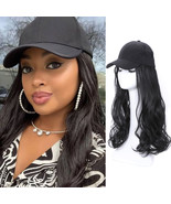 Women Body Wave Baseball Cap Wig Synthetic Black Hair 24 Inches - $23.99