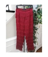 Lavish Alice Pants Womens Large Red Tiered Fringe Straight High Waist Si... - $74.47 CAD