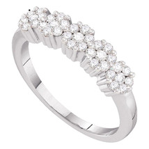 14k White Gold Womens Round Diamond Five Flower Cluster Ring 1/4 Cttw - £482.81 GBP