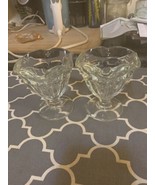 2 VINTAGE GLASS ANCHOR HOCKING CLEAR GLASS 4&quot; SUNDAE DISHES - $9.89