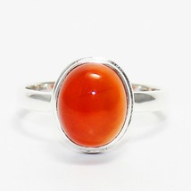 925 Sterlingsilber Natürlich Karneol Ring Handmade Schmuck Geburtsstein Ring - £25.34 GBP