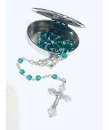 Vintage Green Glass Beads Rosary With Case - $74.08 CAD