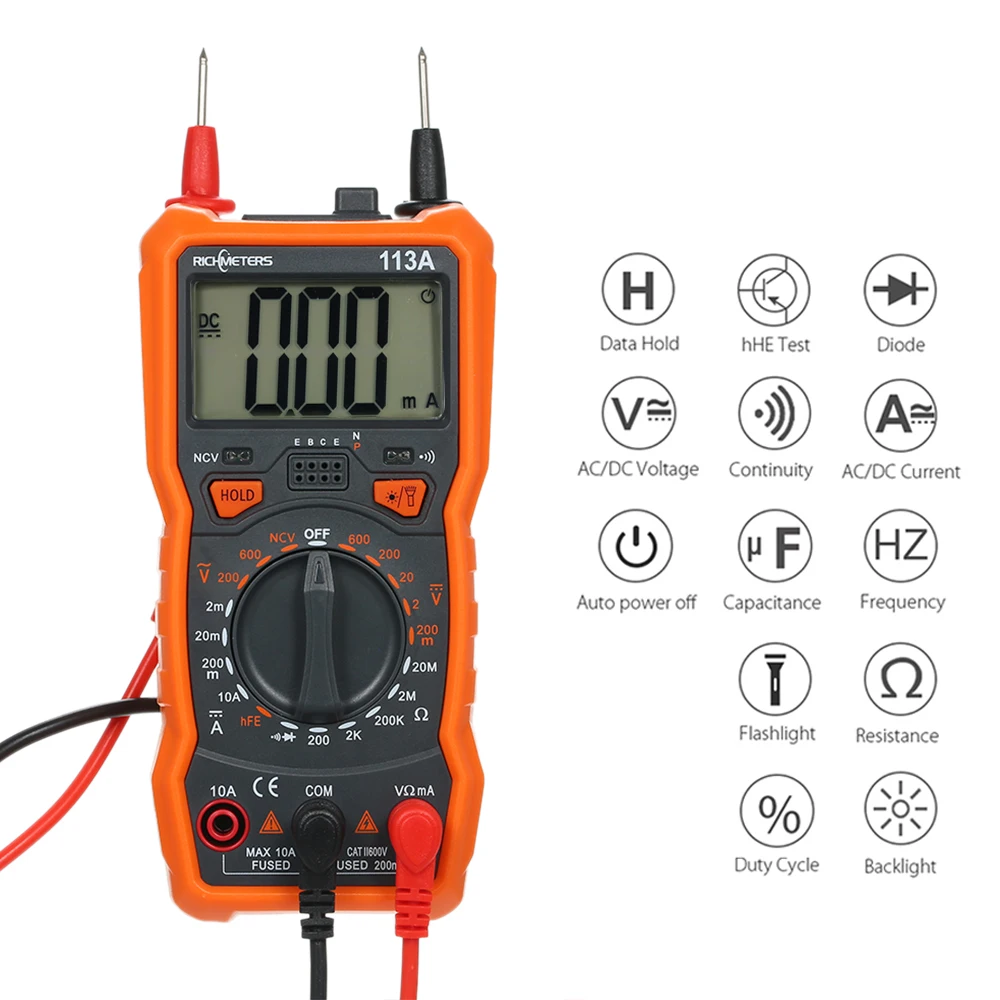 Richmeters RM113A Multimeter Ncv Digital Multimeter 2000 Counts Hfe AC/DC Voltag - £203.07 GBP