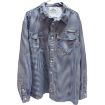 Realtree Fishing Shirt XL Long Sleeve Vented Pockets Button Down Blue Checks - £15.25 GBP