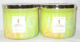 Bath &amp; Body Works 3-wick Scented Candle Lot Set Of 2 Tropical Island Colada - £50.73 GBP