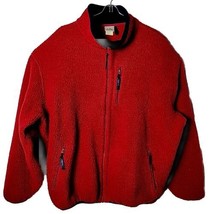 LL Bean Men Tall XL Freeport Maine Full Zip Fleece Red Zip Pocket Sweate... - $34.53