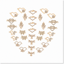 32Pcs Rhinestone Connector Charms - Heart Love, Butterfly, Bird, Hamsa -... - $31.67