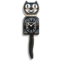 CLASSIC LADY KIT CAT CLOCK 15.5&quot; Black Kit-Cat Klock NEW Free Battery US... - $69.99