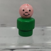 Vintage Fisher Price Little People Boy with Green Wooden Body  - $9.89