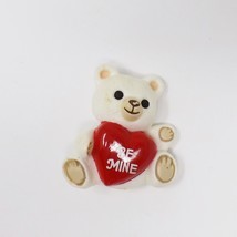 Vintage 1985 Hallmark Valentine Be Mine White Teddy Bear Pin - $11.43