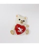 Vintage 1985 Hallmark Valentine Be Mine White Teddy Bear Pin - $11.43