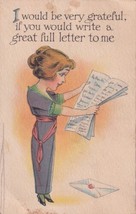 I Would Be Very Grateful If You Would Write A Great Letter 1919 Postcard... - £2.35 GBP