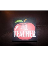 #1 Teacher Appreciation Unique Tabletop Decor Black Square Wood NEW - £12.23 GBP