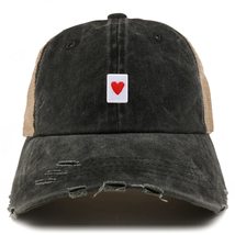 Trendy Apparel Shop Heart Playing Card Patch Frayed Bill Trucker Mesh Back Cap - - £15.94 GBP