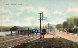 WEIRS NEW HAMPSHIRE~RAILROAD TRAIN IN STATION~1910s POSTCARD - $11.34