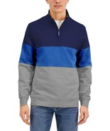 Club Room Men&#39;s Colorblocked Quarter-Zip Fleece Sweatshirt Navy Blue-XL - €18,87 EUR