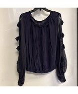 Purple Semi Sheer Peasant Blouse Bows On Long Sleeve Women’s Size S/M - $527.58 MXN