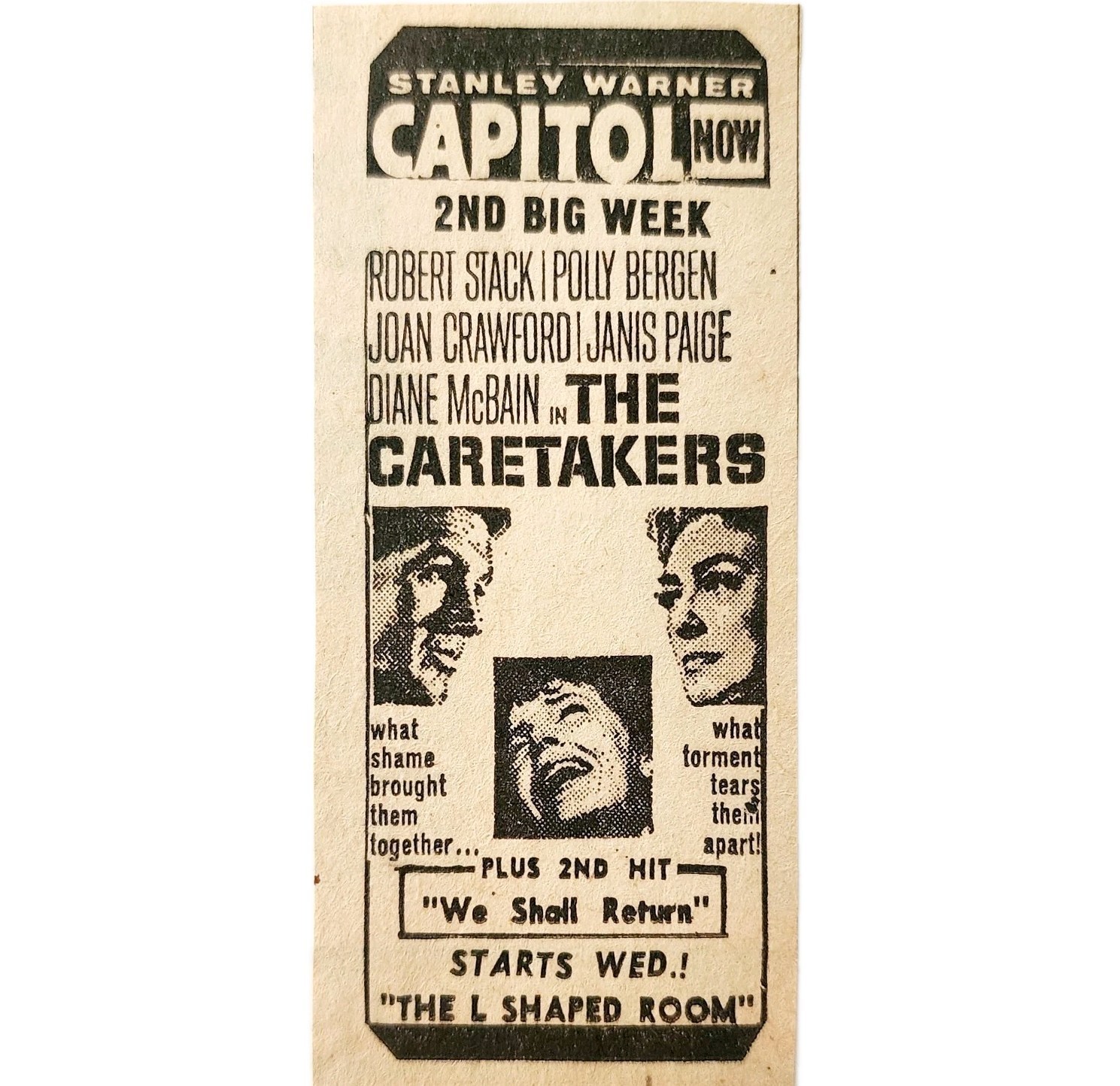 1963 Capitol Movie Theatre The Caretakers Advertisement Robert Stack Fil... - $19.99
