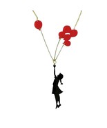 BALLOON GIRL NECKLACE Acrylic Statement Pendant Boho Banksy Inspired Flo... - $12.95