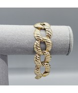 Vintage Gold Tone Link Bracelet Lightweight Open Circle Lay Flat Maximalist - €17,42 EUR