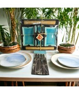 Xiamen China Sushi Ceramic Serving Set. Hand Painted Turquoise Blue &amp; Brown - $63.71 CAD