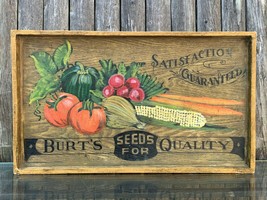Vintage Burt&#39;s Seeds Hand Painted Sign Advertising Rustic Wood Frame pai... - £28.68 GBP