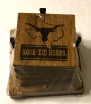 Vintage 90s NCAA Texas Longhorns Hook &#39;Em Horns Brown Wood Coaster Set New - £5.48 GBP