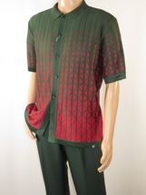 Men Silversilk 2pc walking leisure suit Italian woven knits 3115 Green Red image 2