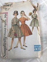 vintage 60s pattern 5087 teen sz 12 Simplicity  Button Front Full Skirt Dress - £10.26 GBP