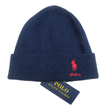 Polo Ralph Lauren Wool Blend Beanie Cap One Size Navy Blue NEW - $39.99