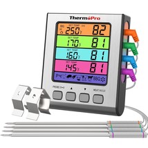 ThermoPro TP17H Digital Meat Thermometer with 4 Temperature Probes, HI/L... - $56.99