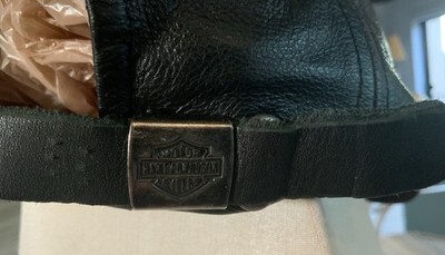 Vntg Authentic HARLEY-DAVIDSON Black Genuine Leather Adjustable Hat Cap One Size Item image 7