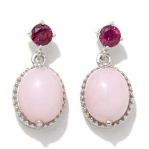 Pink Opal Rhodolite Garnet Sterling Silver Earrings  - $199.00