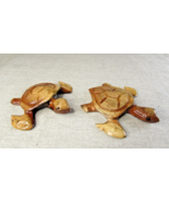 Two Handcarved Wooden Turtles Signed S.V.G - $585.98 MXN