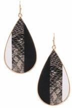 Faux/Leather Color Block Teardrop Hoop Dangle Earring Set (Black) - $18.61