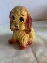 Vintage Yellow &amp; brown puppy dog planter 5.5 inch tall - £11.96 GBP