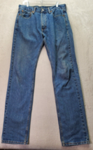 Levi&#39;s 505 Jeans Men Size 33 Blue Denim Flat Front Comfort Fit Straight Leg Logo - £25.42 GBP