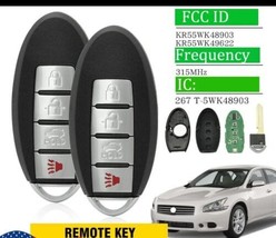 For 2009 - 2012 Nissan Maxima Smart Remote Car Keyless Key Fob KR55WK48903 US (2 - £19.61 GBP