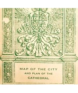 1940s Toledo Spain City Woodcut Colored Folding Map Cathedral Layout E89A - $39.99