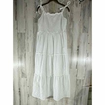 Beach Lunch Lounge Womens Dress Small White Eyelet Lace Shoulder Ties Sm... - £18.15 GBP