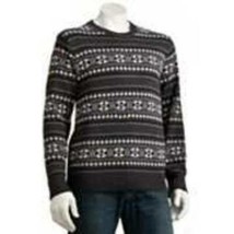 Mens Sweater Christmas Dockers Gray Snowflake Long Sleeve Crewneck $65-s... - £24.92 GBP