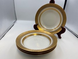 Set Of 4 Faberge Imperial Heritage Gold &amp; White Rim Soup Bowls - £553.10 GBP