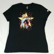 DC Comics Harley Quinn &amp; Power Girl Graphitti Black Graphic T-Shirt Women L NWOT - £18.86 GBP