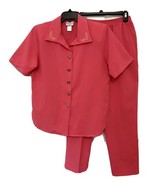 Park Place Fashions Womens PS Vintage Coral Floral Embroidered 2 Piece P... - $34.15 CAD