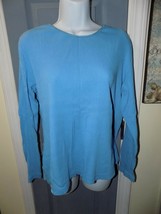 Lands&#39; End Ribbed Blue Ls Shirt Size L (14/16) Women&#39;s Euc - £14.54 GBP